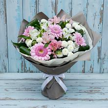 Букет цветов из:  Герберы, Альстромерии и Хризантемы в Советский Ленинградской области
