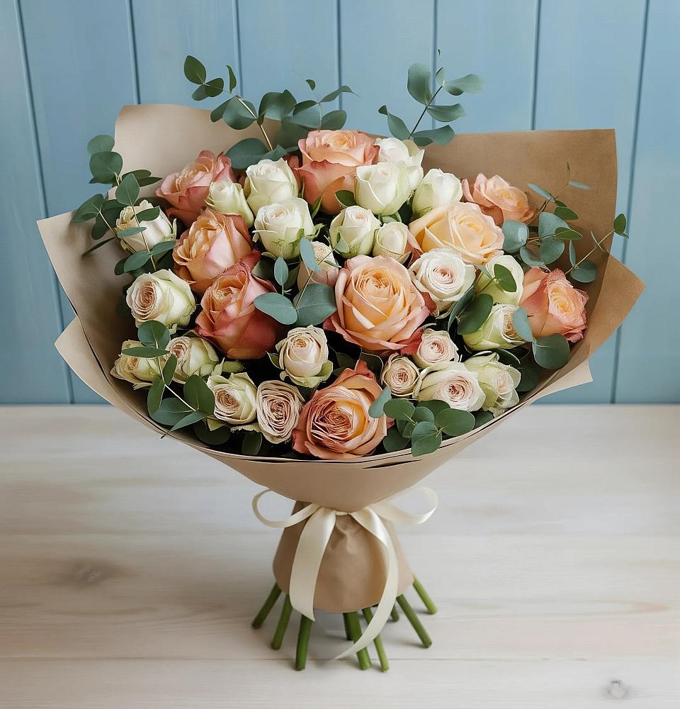 Букет цветов из: Альстромерии и Розы в Советский Ленинградской области