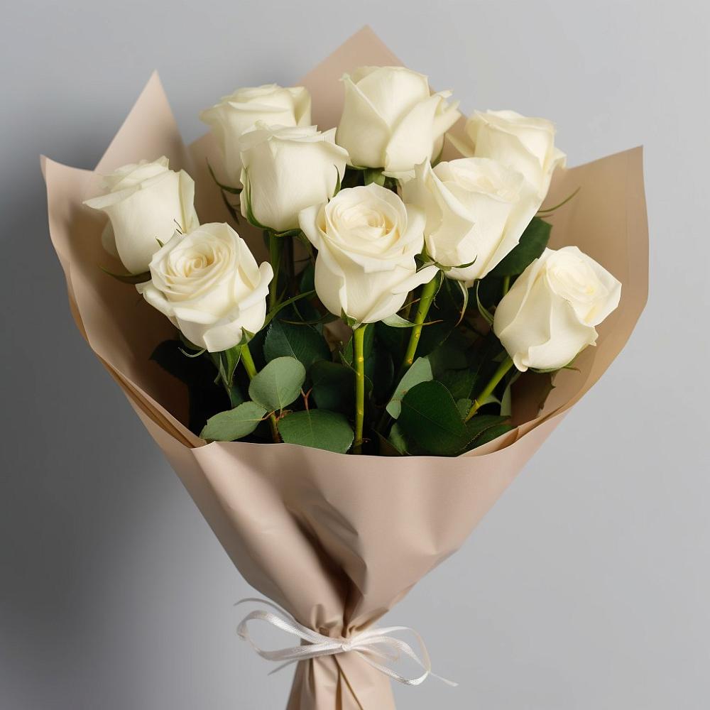 Букет 9 Белых роз Эдлесс Лав в Советский Ленинградской области