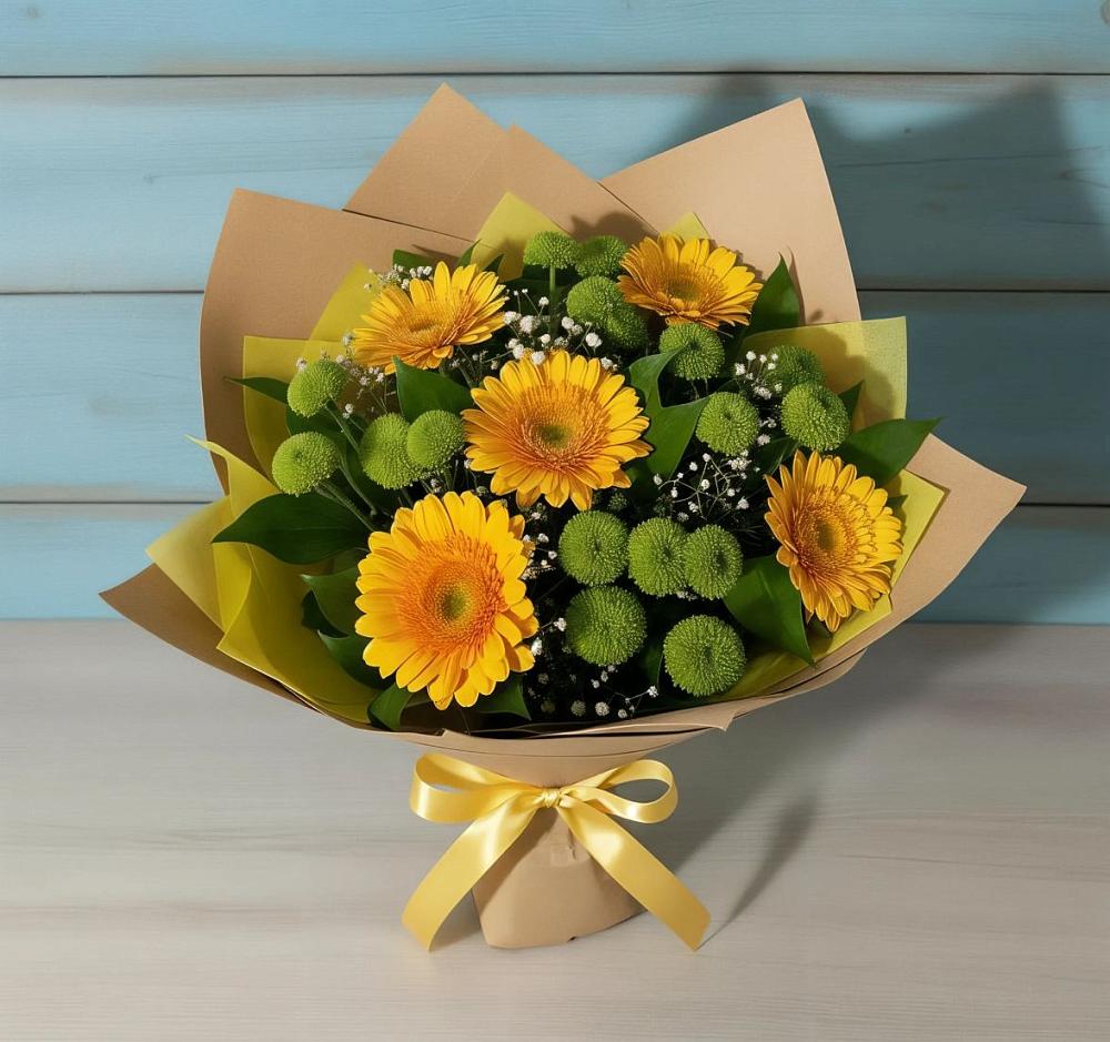 Букет цветов из: Герберы и Хризантемы в Советский Ленинградской области