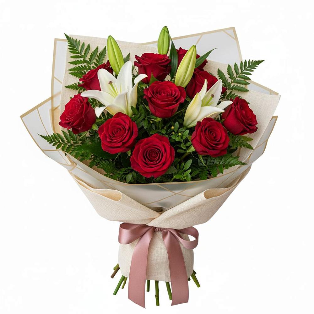 Букет цветов из: Лилии и Розы в Советский Ленинградской области