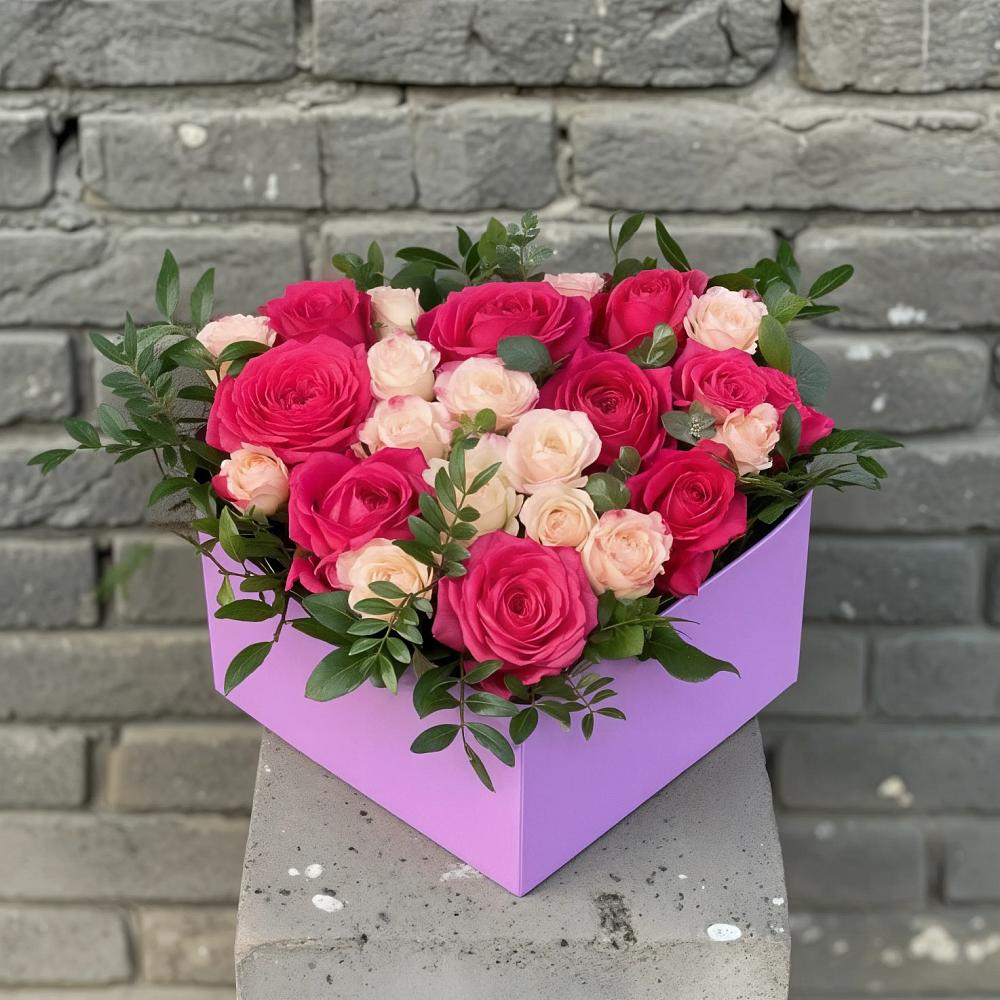 Цветочная композиция из Розы в коробке в Советский Ленинградской области