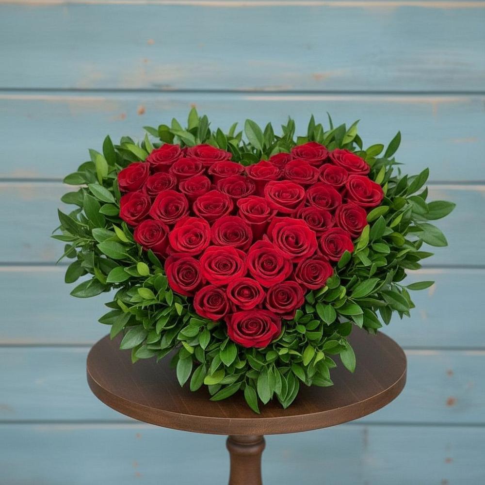 Цветочная композиция из Розы в виде сердца в Советский Ленинградской области