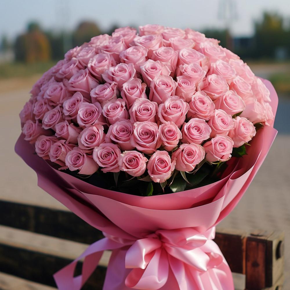 Букет 101 Розовая роза Хэвэн в Советский Ленинградской области