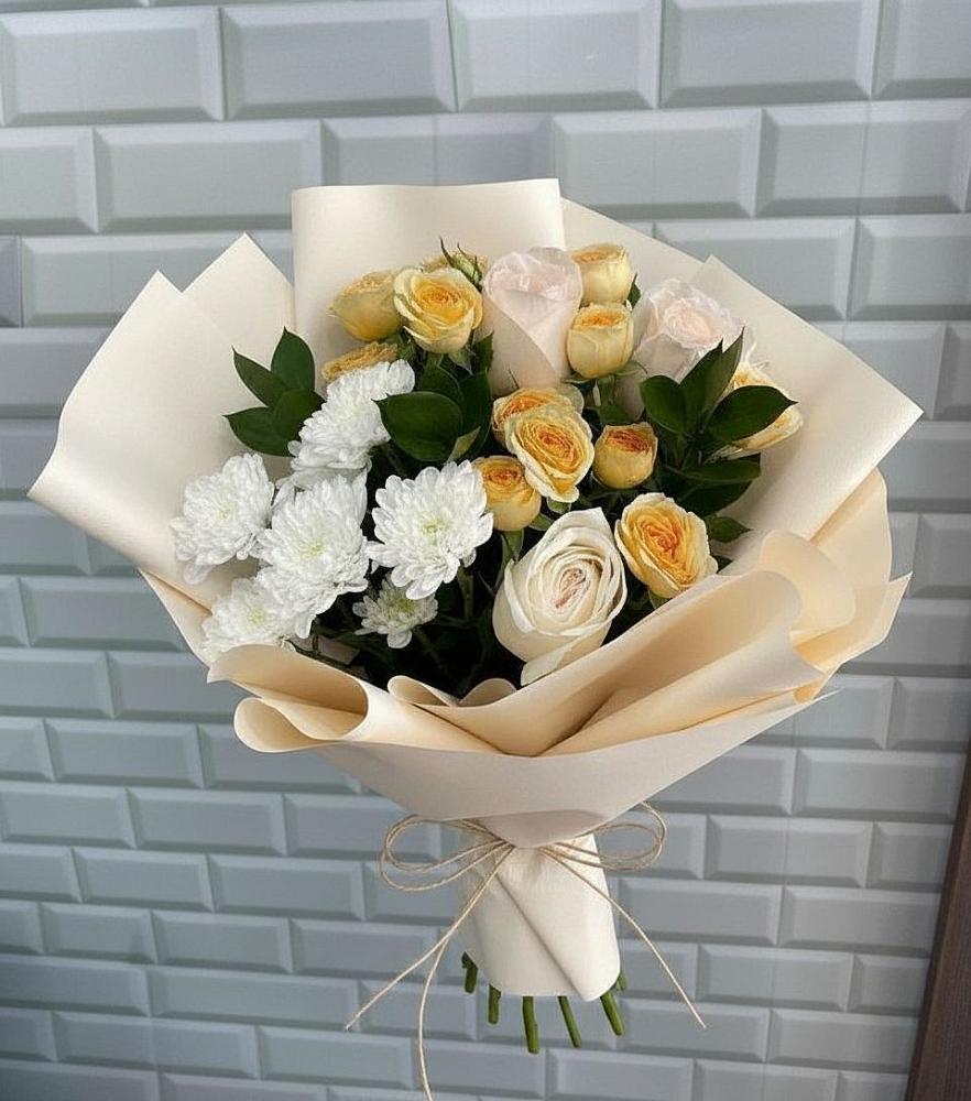Букет цветов из: Розы и Хризантемы в Советский Ленинградской области