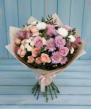 Букет цветов из:  Хризантемы, Розы и Альстромерии #REPLACE_PRED# Советский Ленинградской области